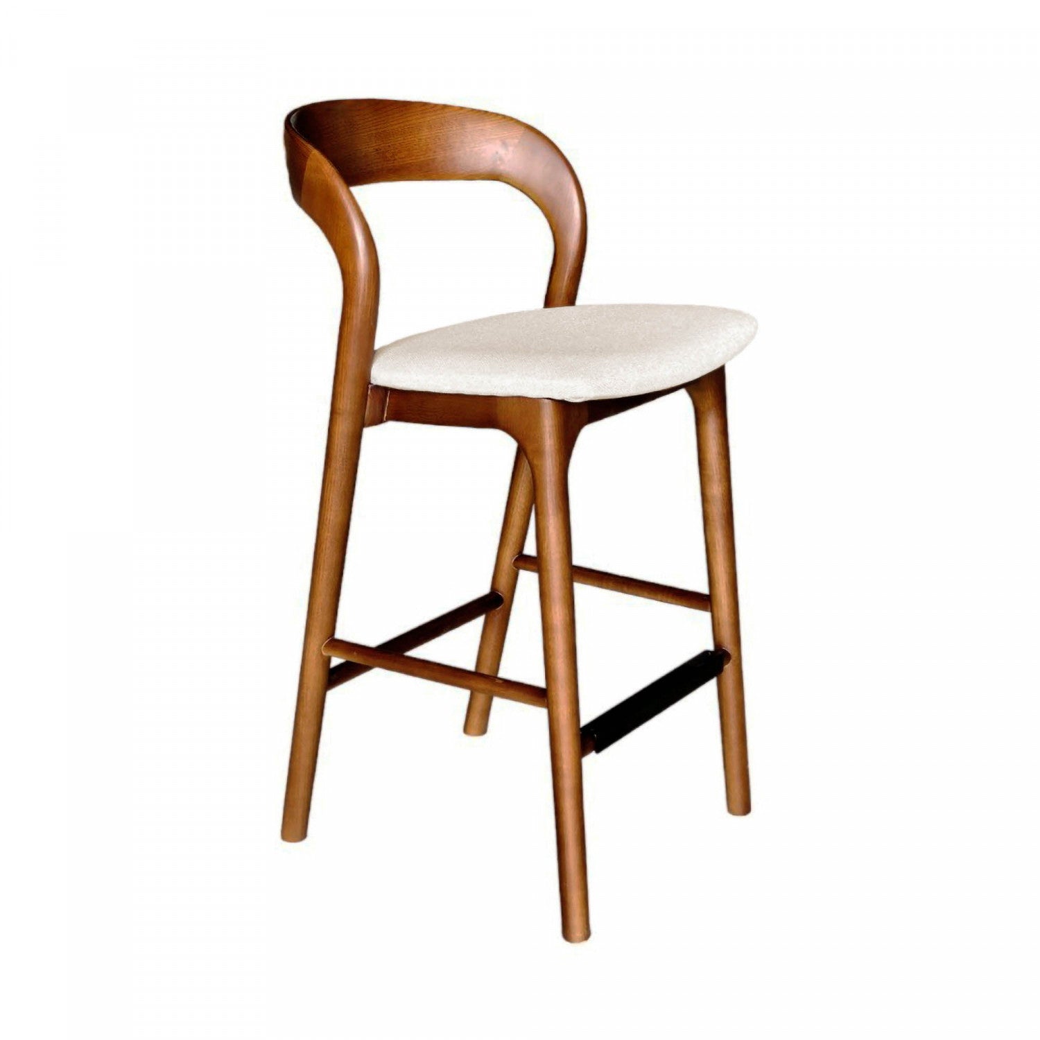 Brivonne Modern Counter Stool with Walnut Frame - Adjustable Height Bar Stool for Kitchen Island, Breakfast Nook & Home Decor
