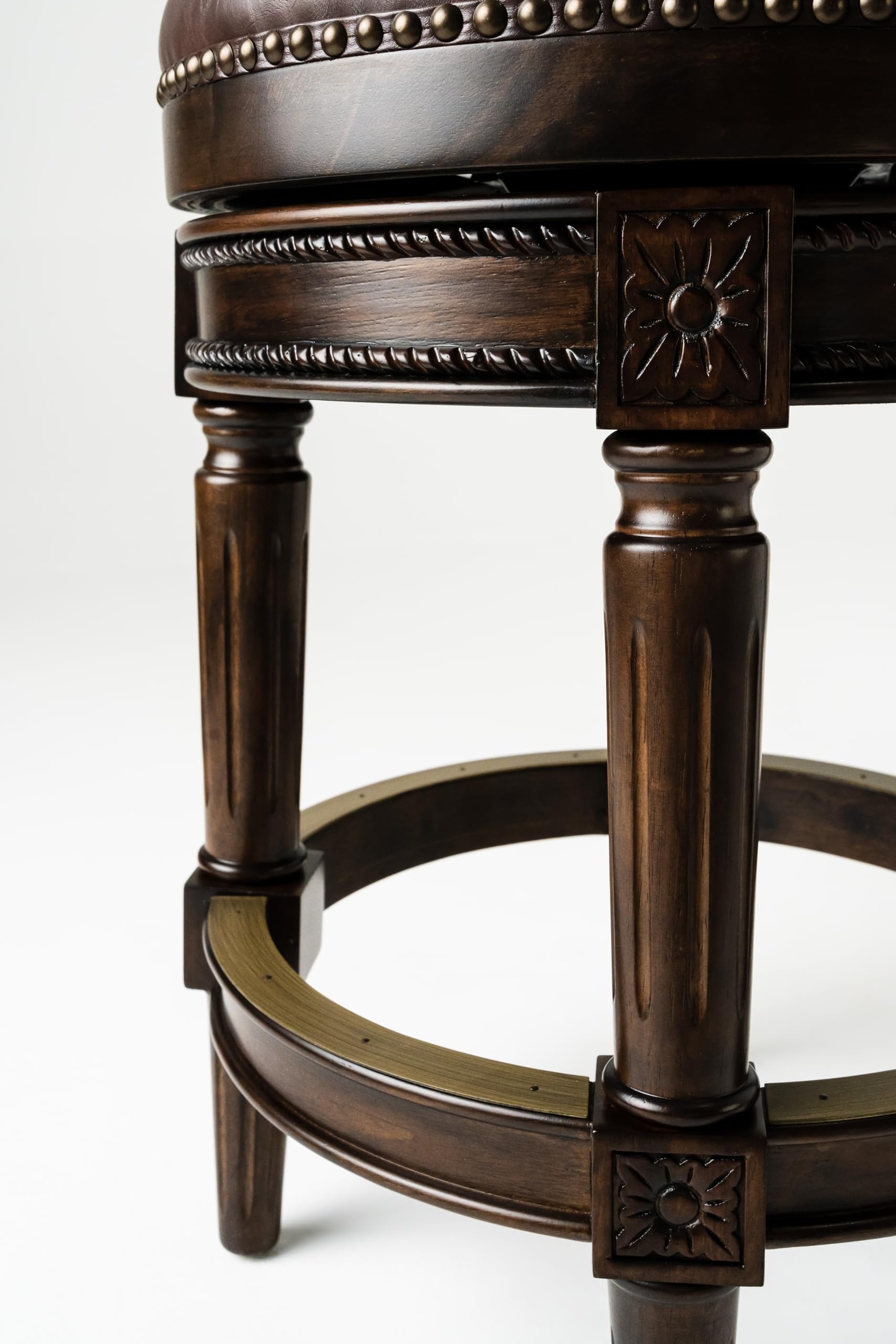 26 Inch Counter Height Bar Stool - Dark Walnut Finish with Vegan Leather Seat | Backless Upholstered Barstool for Kitchen Island, Breakfast Nook & Home Bar | Modern Tall Stools for Dining & Entertaining