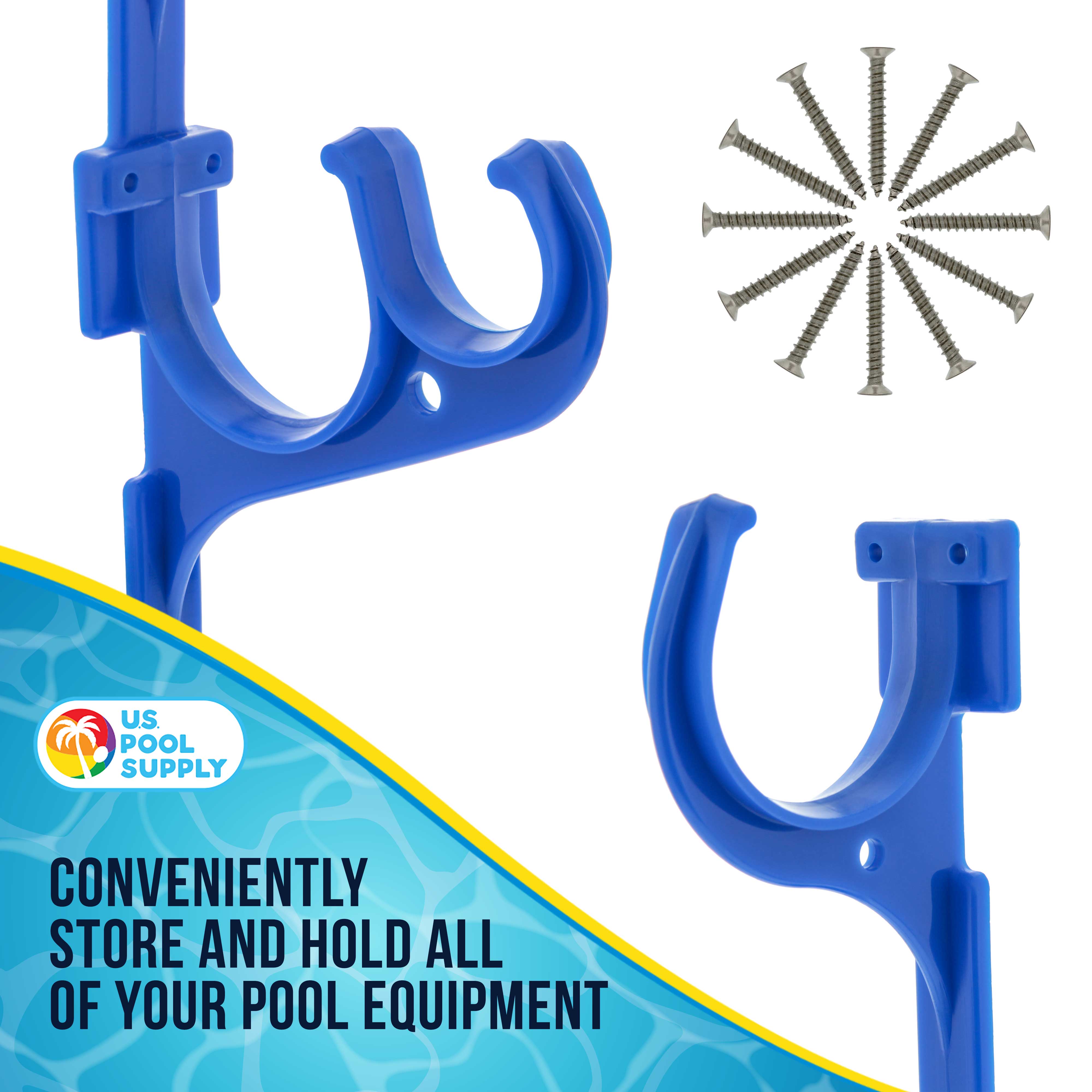 U.S. Pool Supply® Set of 2 Heavy-Duty Plastic Pool Hangers for Telescopic Poles - Organize Pool Nets, Vacuums, Hoses & Accessories - Perfect for Inground & Above Ground Pool Maintenance
