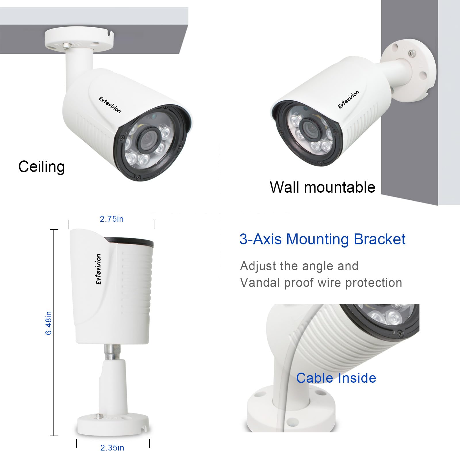 5MP Bullet Security Camera - 1920p HD, 4-in-1 Hybrid (AHD/TVI/CVI/CVBS), Wired Outdoor Surveillance Camera with 2.8mm Lens, IP67 Waterproof, 100ft IR Night Vision - Compatible with DVR Systems - Ideal for Home Security, Business Monitoring & Outdoor Surveillance