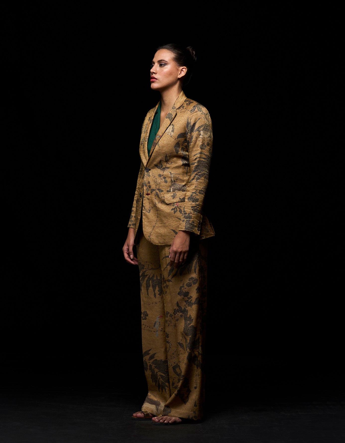 Rana Blazer - Elegant Muga Brocade Jacket in Beige | Perfect for Office Wear, Business Meetings & Formal Occasions