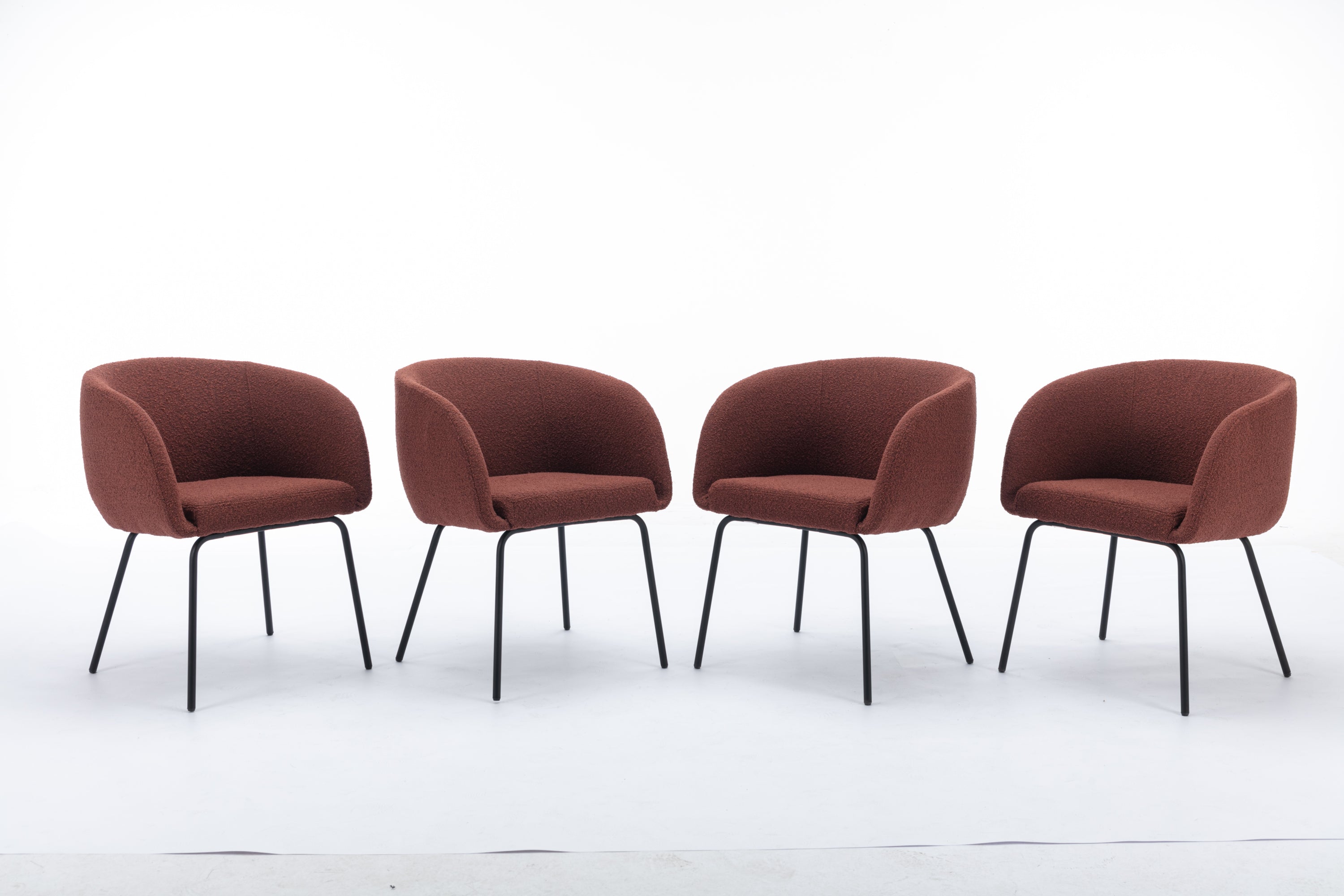 2 Pack Boucle Fabric Dining Chairs with Black Metal Legs - Wine Red | Modern Upholstered Side Chairs for Kitchen, Dining Room, or Office | Comfortable & Stylish Seating Solution