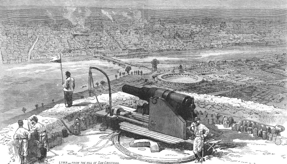 1881 Lima Bombardment - Chilean Battery War of the Pacific - Vintage Wall Art for History Lovers