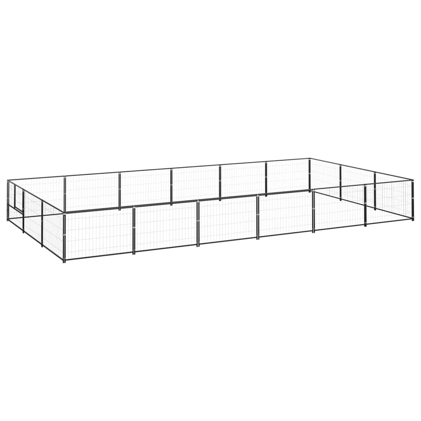 **Festnight Heavy Duty Outdoor Dog Kennel - 193.8 ft² Steel Dog Crate with Secure Lock for Large Dogs - Weatherproof Pet Fence for Backyard, Camping & Travel - Black**