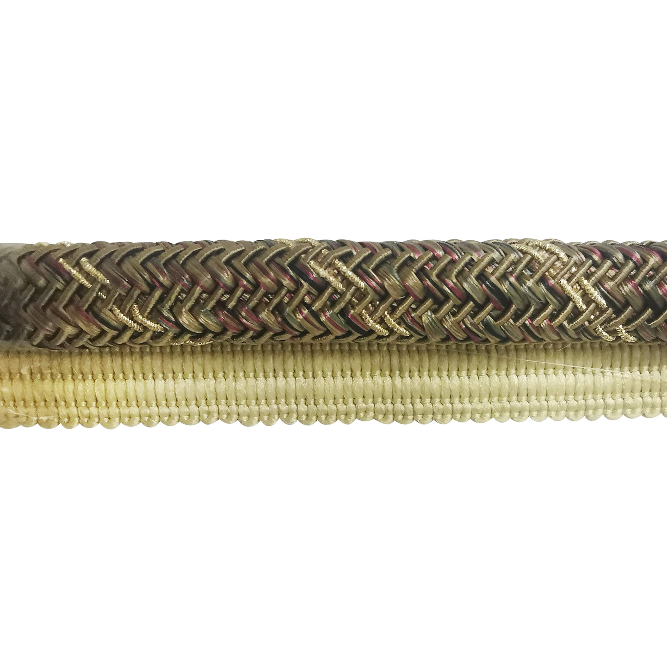 3/8-Inch Gold/Rust Braided Cord with Lip - 50 Yard Roll (BC-10096-88/17) | Perfect for Jewelry Making, DIY Crafts, and Home Decor Projects