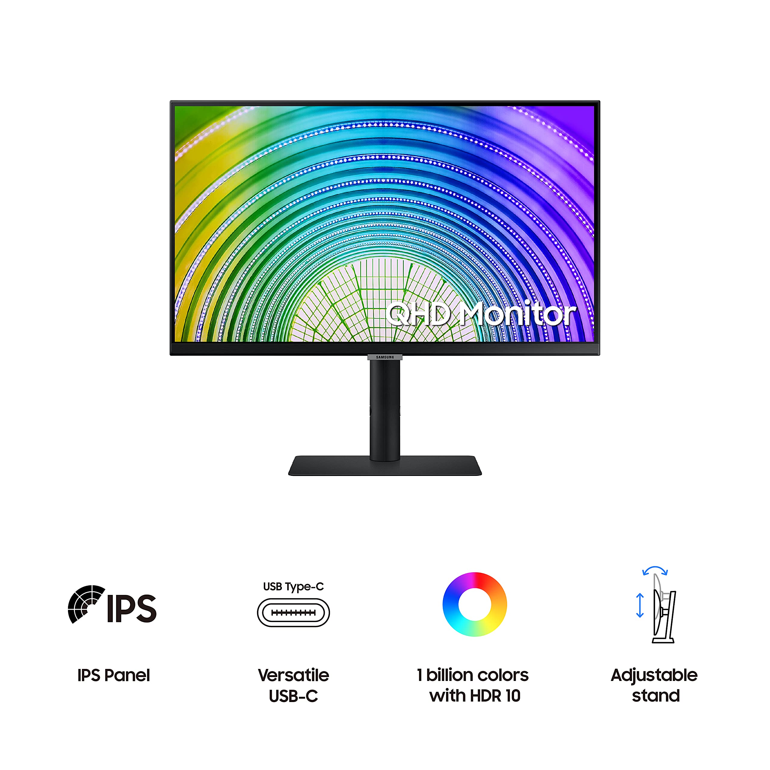 SAMSUNG 24 Inch QHD 1440p IPS Computer Monitor - 75Hz, HDR10, 1 Billion Colors, TUV Eye Care, HDMI, Vertical Stand (LS24A600NWNXGO) - Perfect for Home Office, Gaming & Graphic Design
