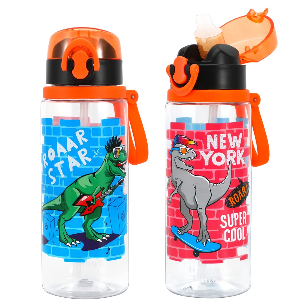 **Dino Themed Cute Water Bottle for Kids - BPA Free, Leak Proof & Easy Clean 24oz (700ml) - Perfect for School, Travel & Outdoor Activities**