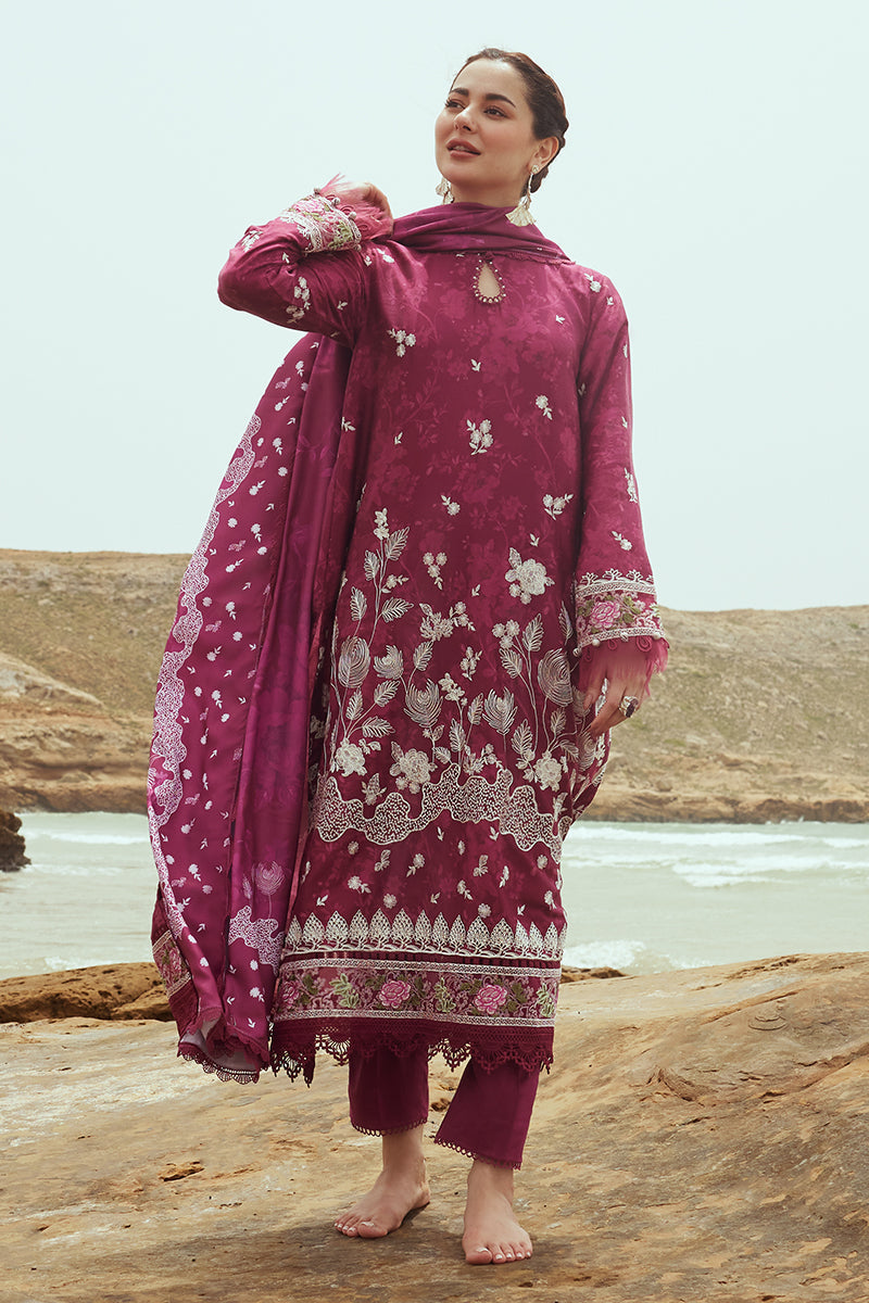 Fuchsia Floret 3-Piece Satin Embroidered Suit Set for Women - Elegant Formal Wear for Weddings, Parties & Special Occasions