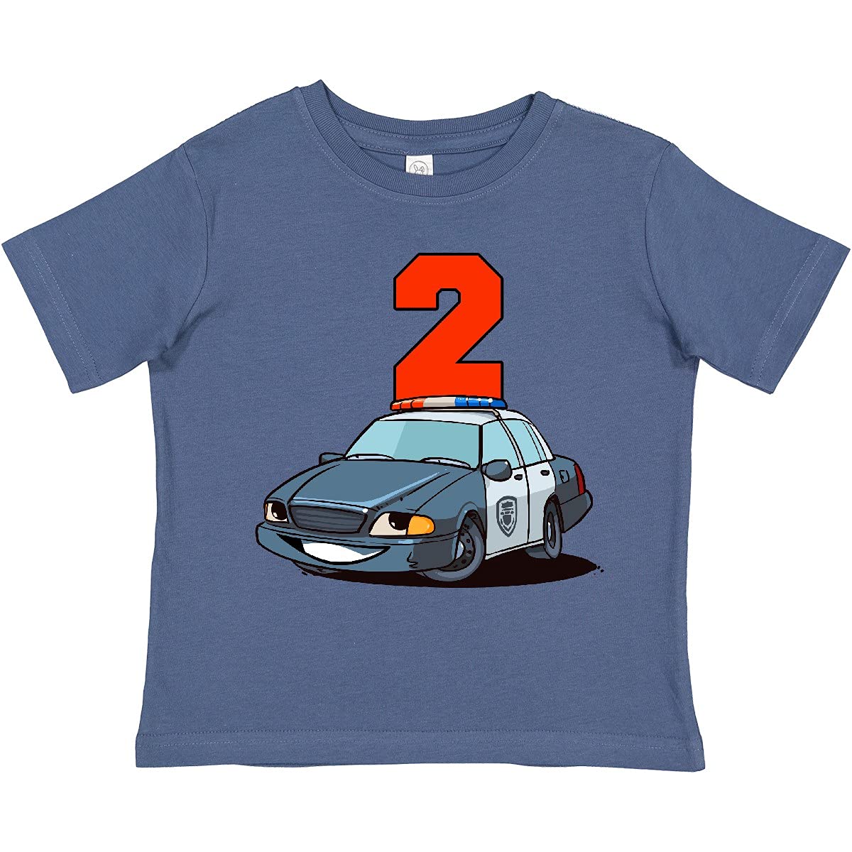 Inktastic 2nd Birthday Police Car Toddler T-Shirt - Cute Police Theme Birthday Outfit for 2 Year Old Boys & Girls - Perfect for Birthday Parties, Photo Shoots & Special Occasions