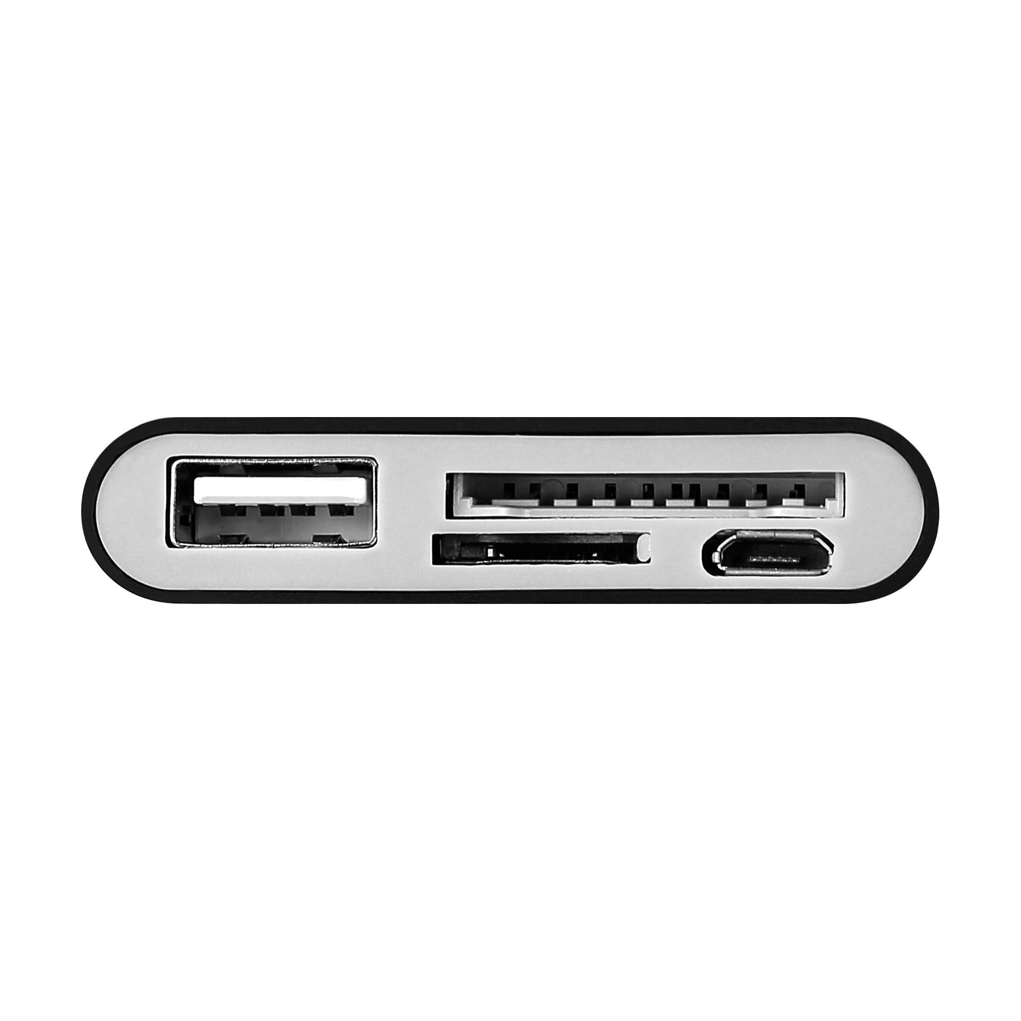 Universal USB-C Card Reader for Nintendo Switch, Smartphone, Android - SD, Micro SD, USB Adapter (Black) - Perfect for Gaming, Travel & Data Transfer
