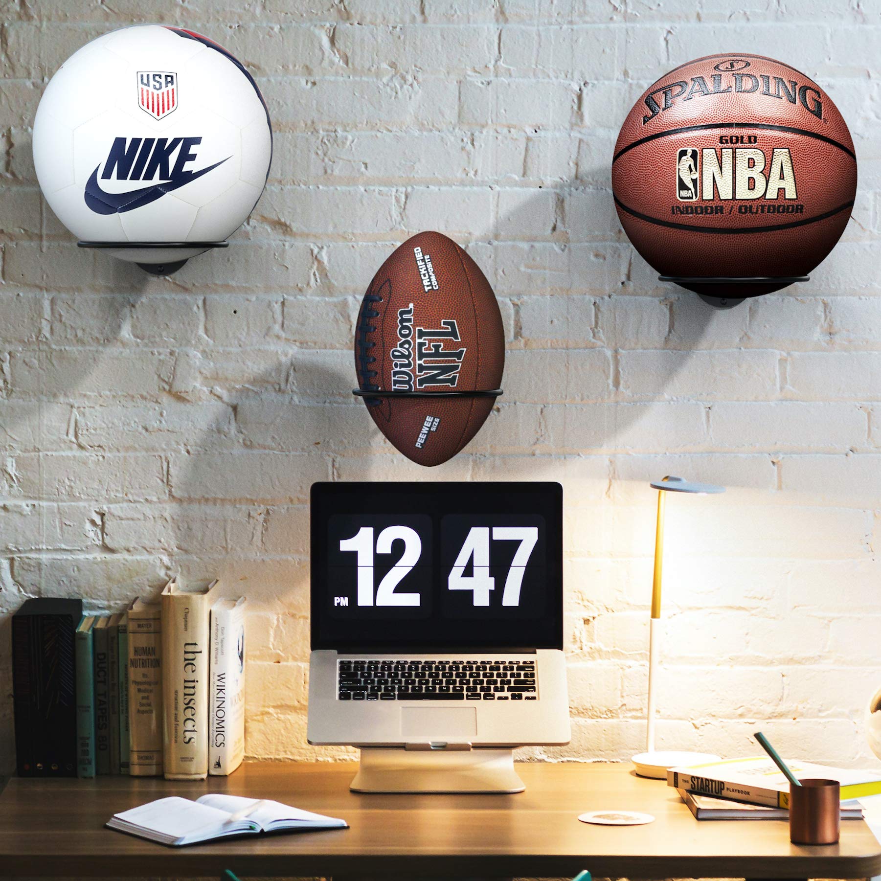 Wall Mount Basketball Holder for Sports Balls - Soccer, Volleyball Storage
