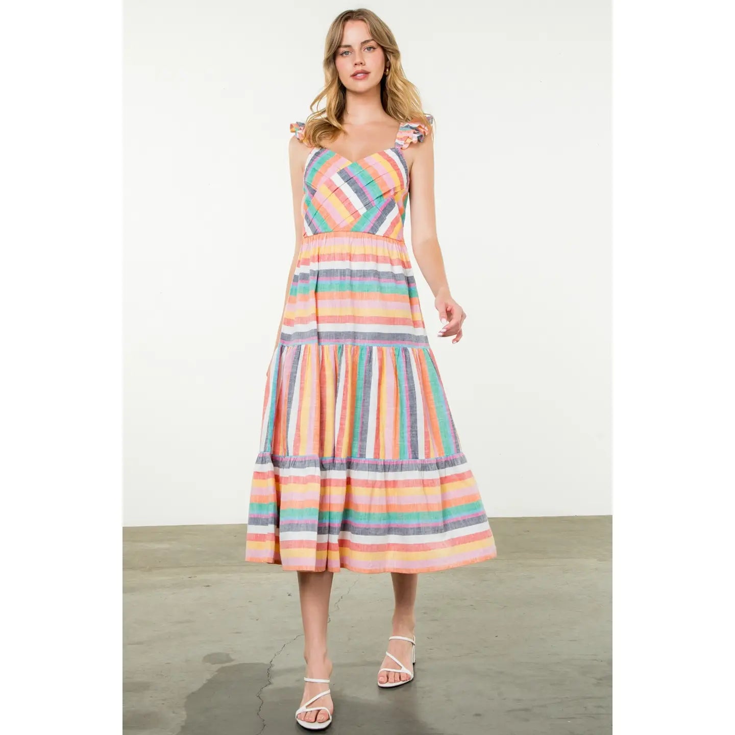 Delaney Striped Dress for Women - Flowy Summer Midi Dress with Pockets | Perfect for Beach, Vacation & Casual Outings