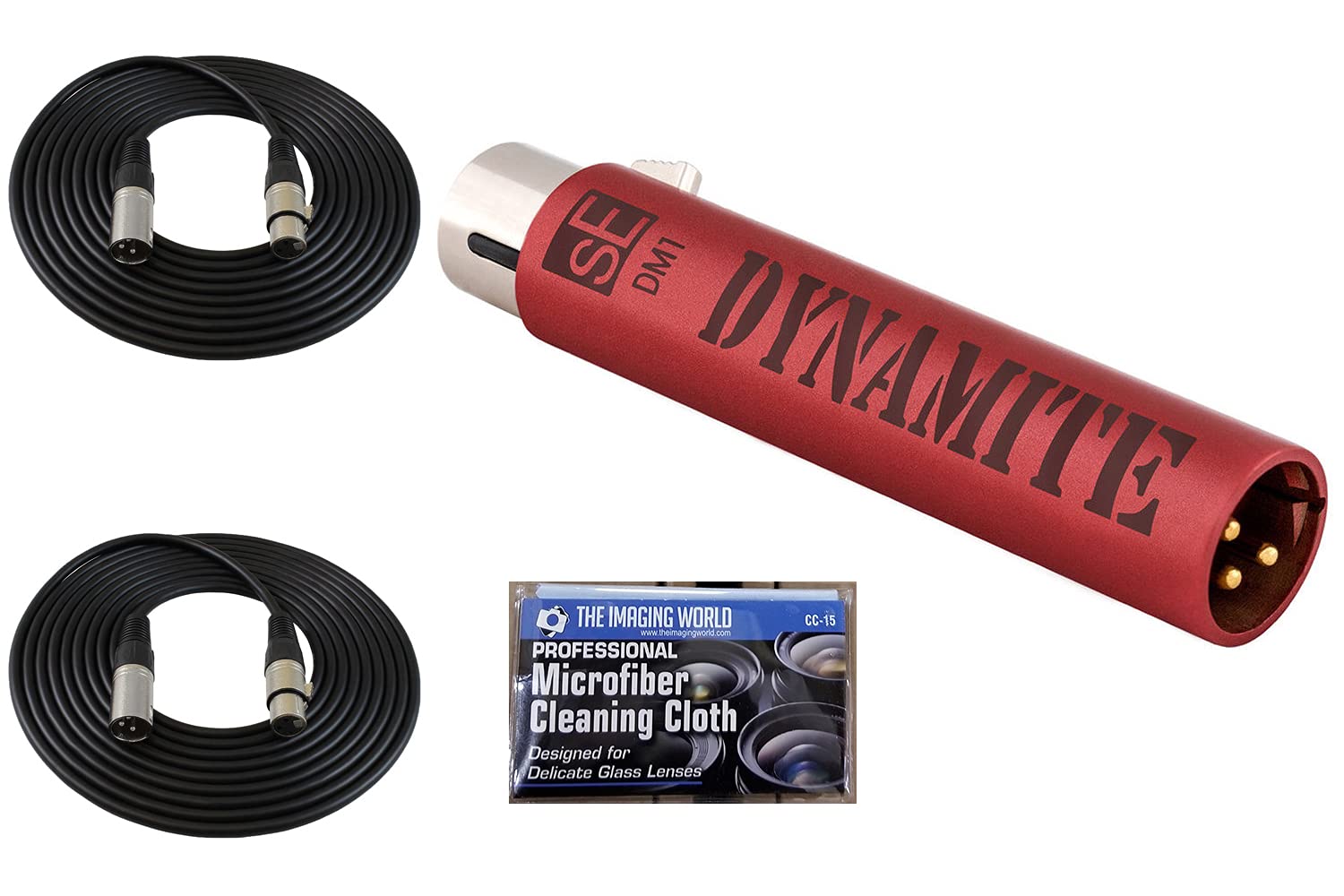 sE Electronics DM1 Dynamite Active Inline Mic Preamp with 2 XLR Cables (20ft Total) - Professional Studio Recording & Live Performance Microphone Booster