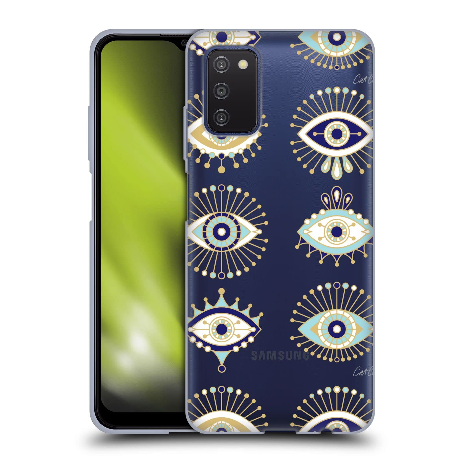 Head Case Designs Officially Licensed Cat Coquillette Blue Gold Evil Eye Soft Gel Case for Samsung Galaxy A03s (2021) - Stylish Protection for Everyday Use