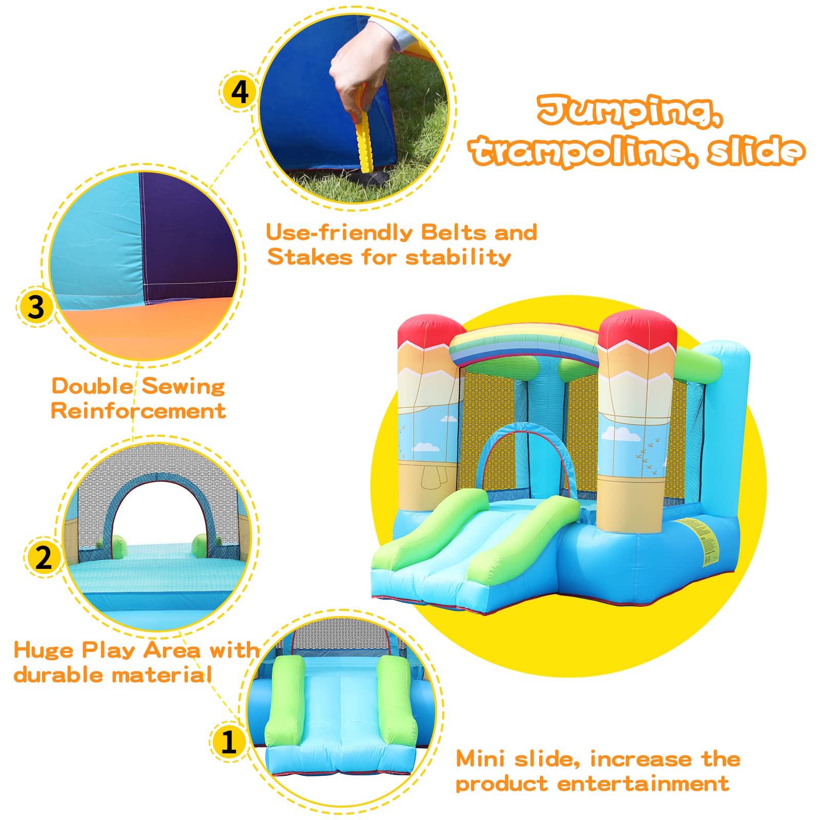 Doctor Dolphin Indoor Bounce House for Kids with Blower - Inflatable Jump House for Toddlers, Birthday Gift (350W Blower Included) - Perfect for Indoor Playrooms, Backyard Parties & Family Gatherings