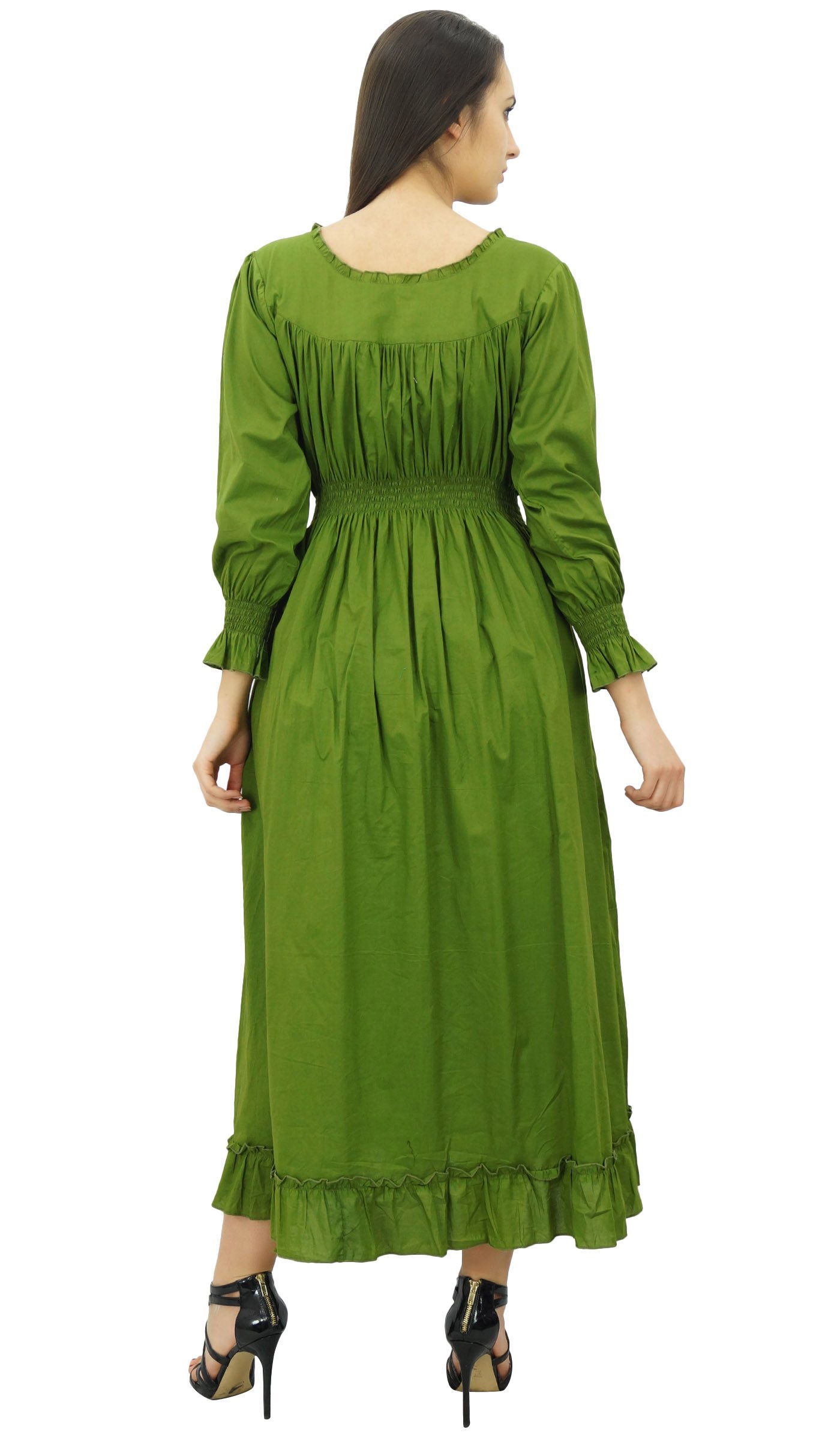Bimba Women's Cotton Smocked Waist Long Maxi Dress - Comfortable Casual Summer Beach Dress for Vacation, Party & Everyday Wear
