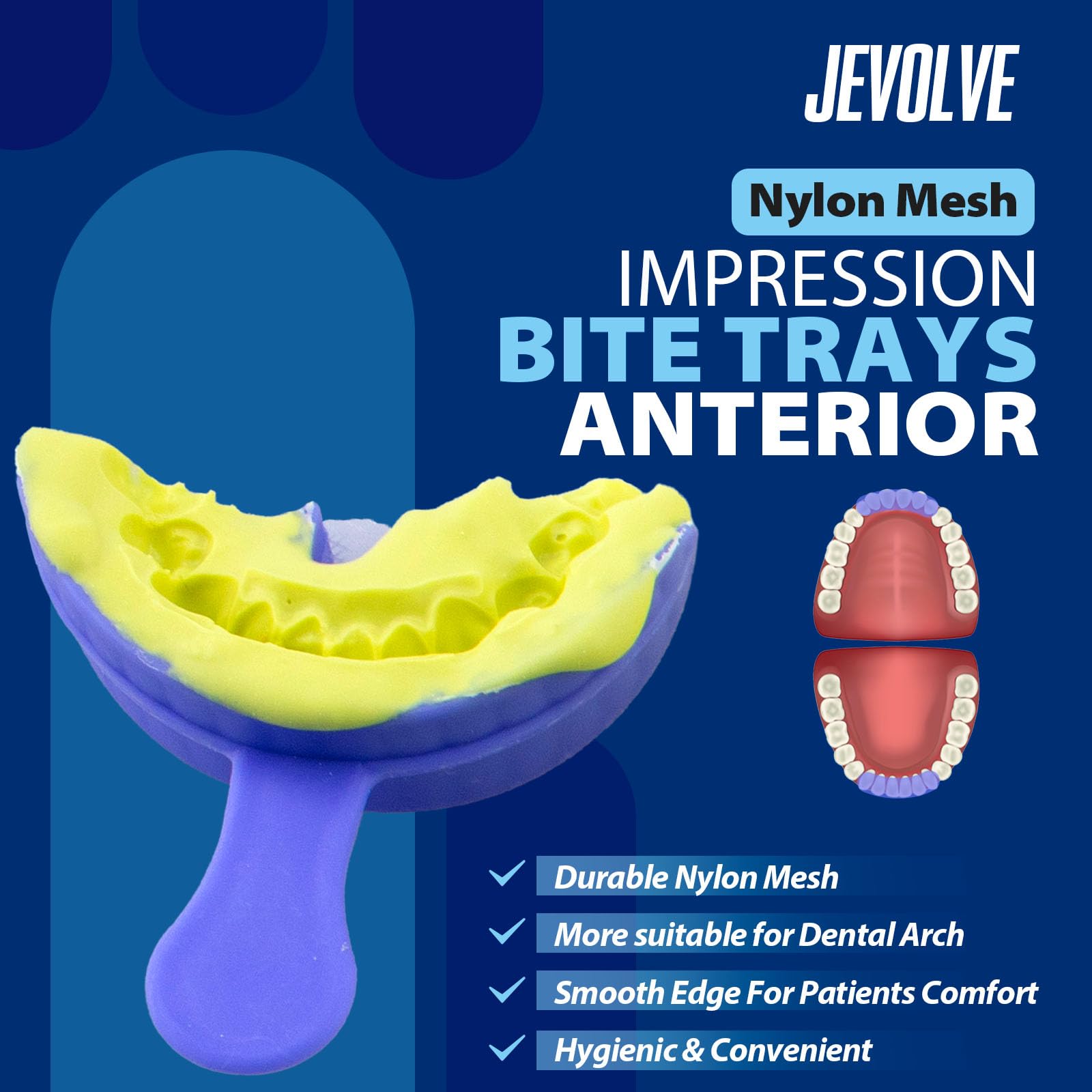 105PCs Dental Grade Disposable Triple Bite Registration Trays - Anterior Small Full Set for Teeth Impressions | Rigid Plastic Frame & Nylon Mesh | Ideal for Dentists, Orthodontists & Dental Labs | Perfect for Crowns, Bridges & Veneer Procedures