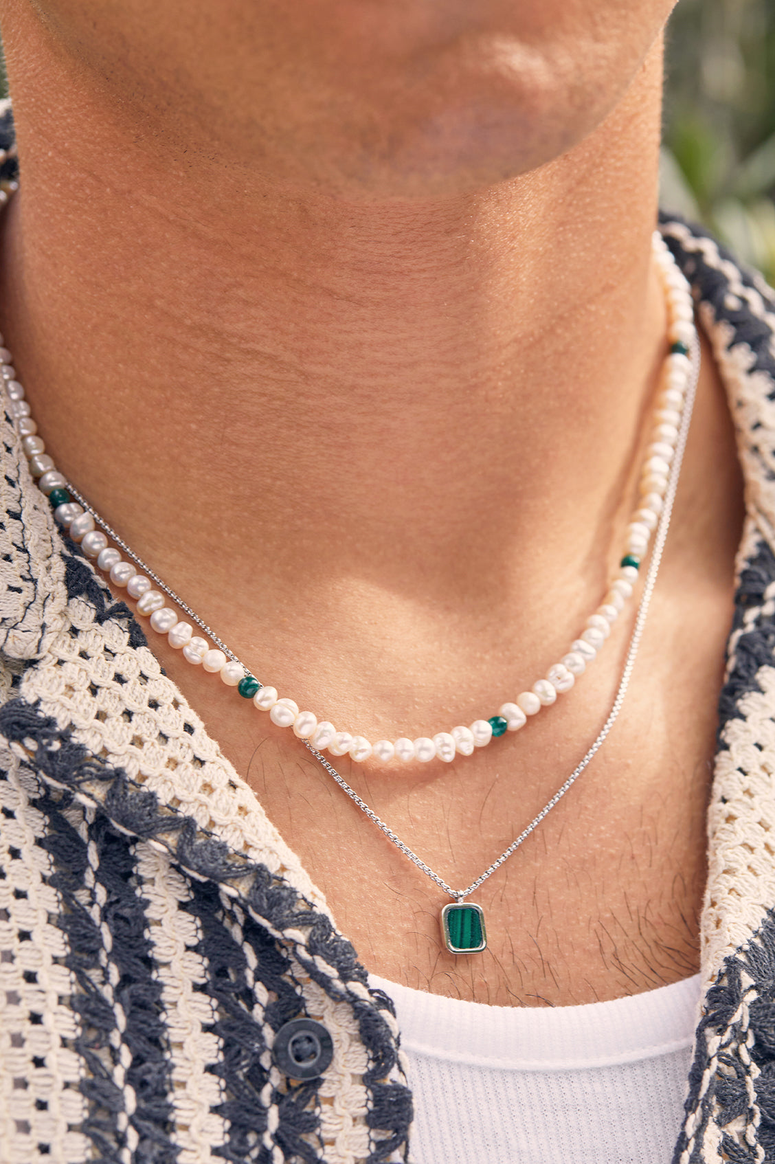 Men's Pearl and Gemstone Necklace - Elegant Jewelry for Men, Perfect for Weddings, Parties & Gifts