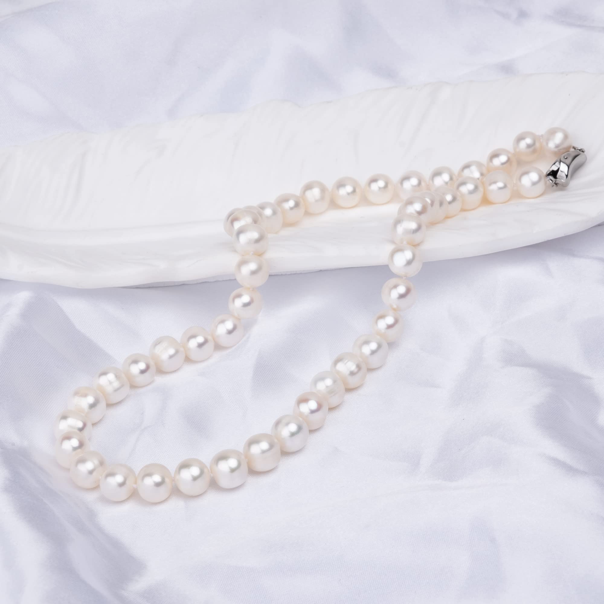 AAAAA Grade Genuine Freshwater Cultured Pearl Necklace for Women - Elegant Fine Jewelry Gift for Her - Perfect for Weddings, Anniversaries & Special Occasions