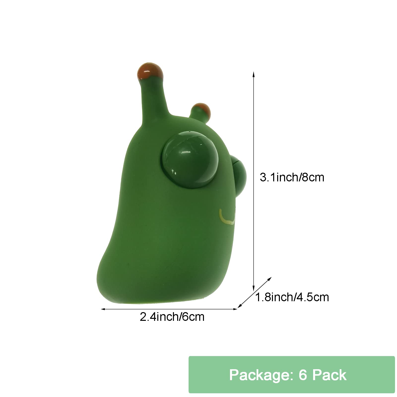 6 Pack Funny Pop-Out Grass Worm Pinch Stress Relief Toys - Squeeze & Bounce Eye Worms for Kids & Adults - Perfect for Office, Classroom & Home Fidgeting