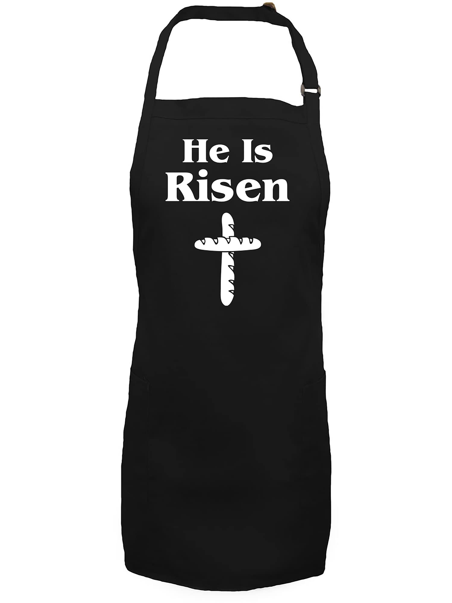 Zerogravitee He Is Risen (Bread Cross) Apron with 2 Patch Pockets - Easter Baking, Cooking & BBQ Protective Apparel