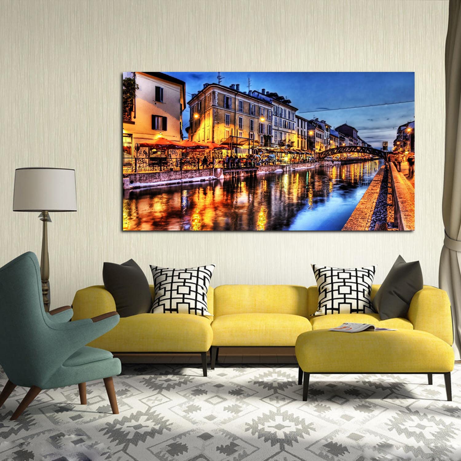 BOHU ARTS Dublin Ireland Landscape Canvas Wall Art - Framed Painting for Home, Office & Bedroom Decor - Ready to Hang - Perfect for Living Room, Dining Area & Gift Giving