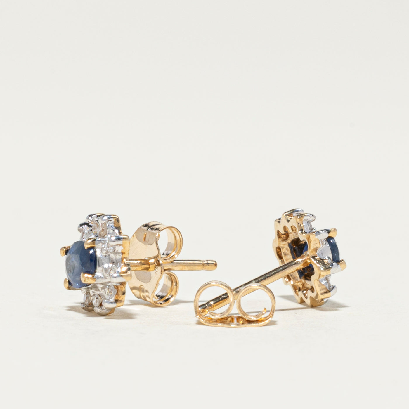 Sapphire & Diamond Petal Stud Earrings - 0.50ctw Total Weight, 0.10ctw Diamond | Elegant Blue Gemstone Jewelry for Women | Perfect for Weddings, Anniversaries & Special Occasions