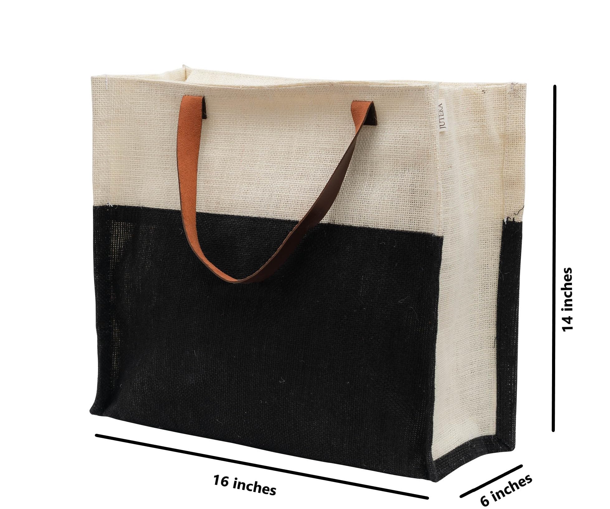 JUTEKA Stylish Baby Pink Durable Multipurpose Handbag - Eco-Friendly Jute Tote with Leather Handles for Lunch, Shopping, Work & Travel | Perfect for Office, Beach & Daily Use