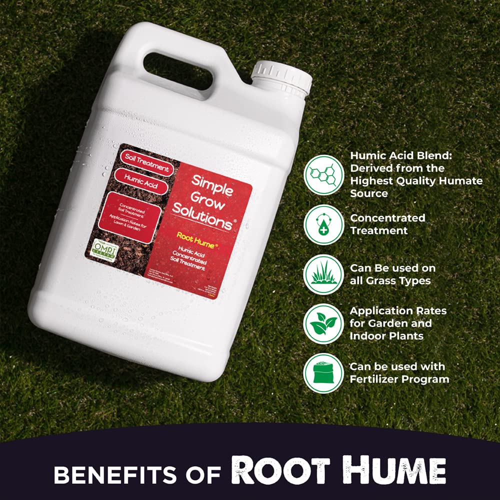 Premium 16-4-8 Lawn Fertilizer with Nitrogen & Iron (2.5 Gallons) + Root Hume Humic Acid (2.5 Gallons) - Complete Lawn Care Kit for Greener Grass & Healthier Roots | Perfect for Spring & Summer Lawn Maintenance by Simple Lawn Solutions