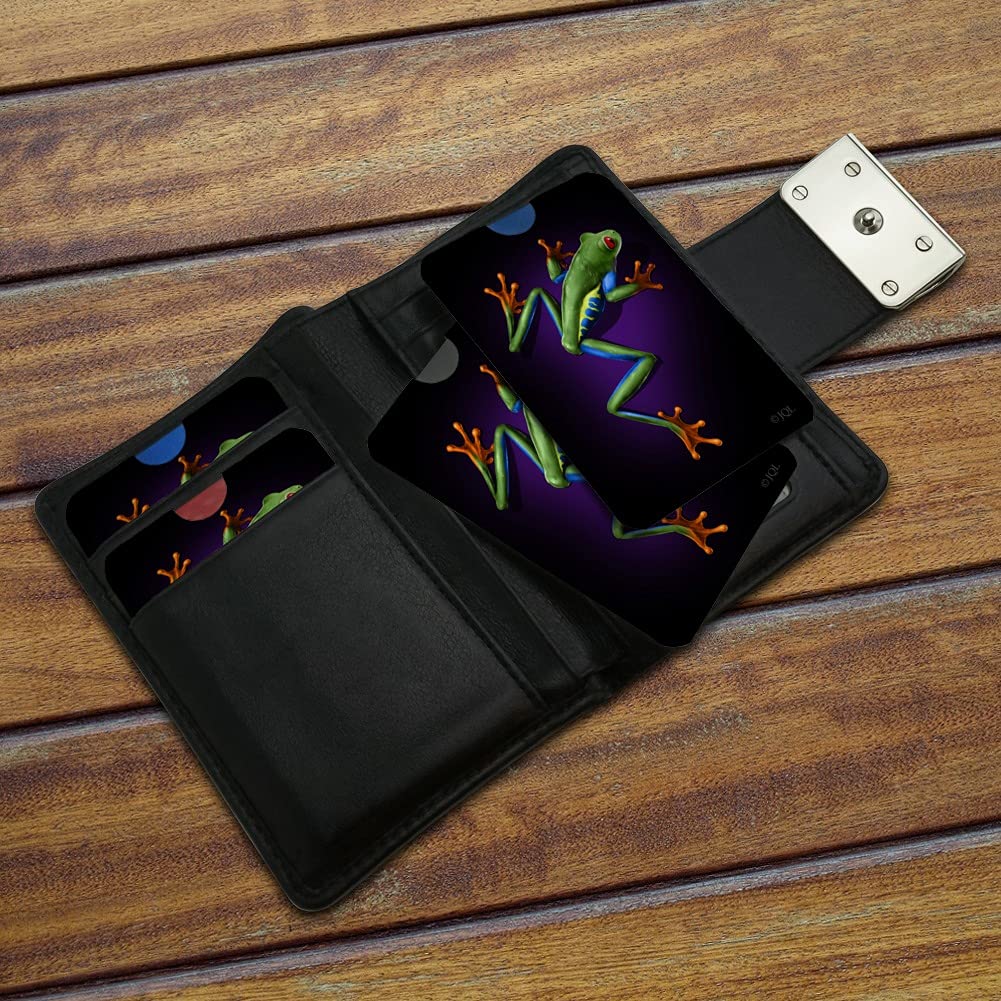 RFID Blocking Credit Card Holder Set of 4 - South American Tree Frog Neon Design - Protect Cards from Digital Theft | Perfect for Travel, Shopping & Everyday Wallet Protection