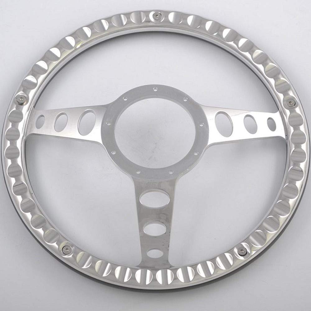 Flashpower 15.5'' Billet Aluminum Steering Wheel with Genuine Wood Wrap & Horn Button - Perfect for Classic Cars, Hot Rods, and Custom Automotive Upgrades
