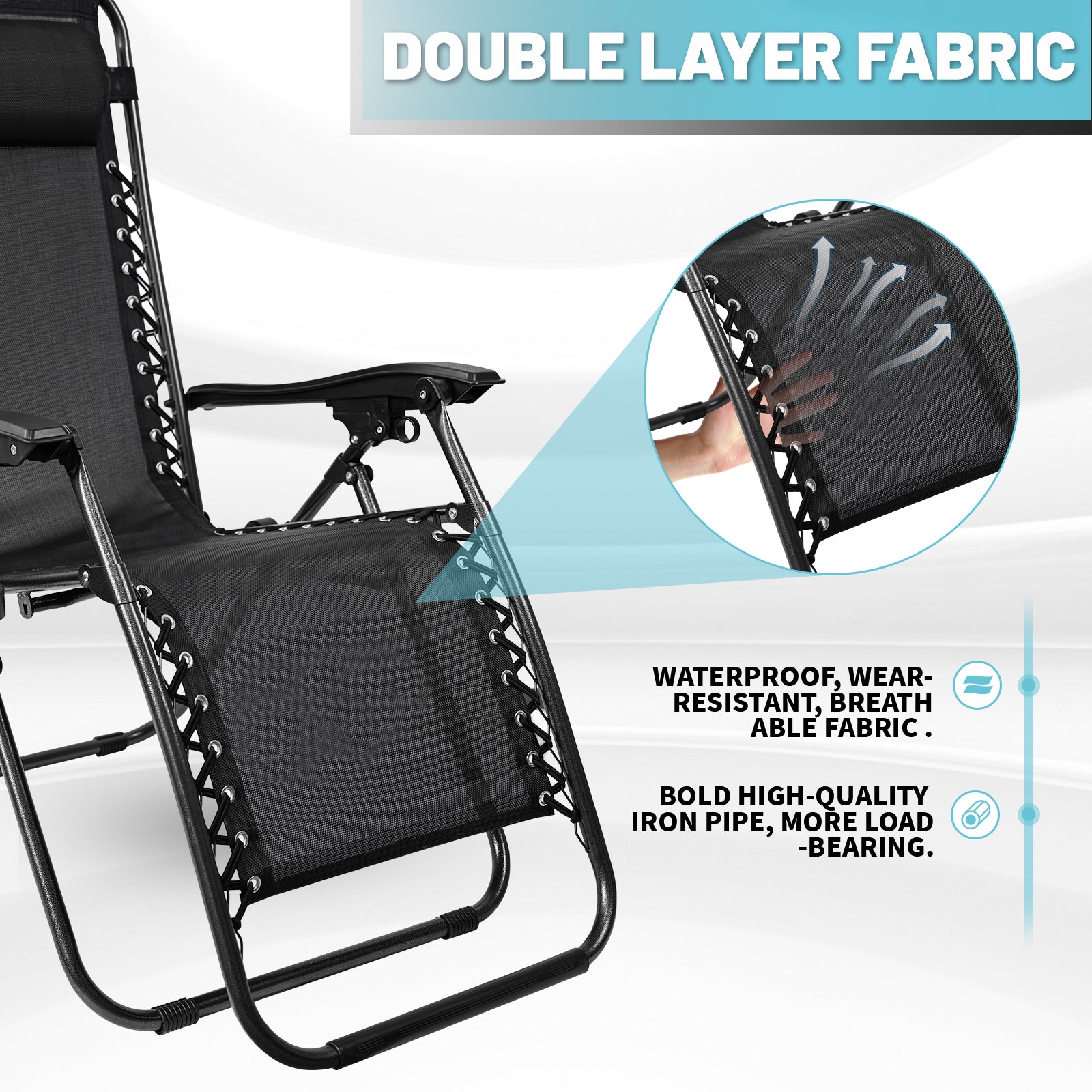 2 Pack Zero Gravity Recliner Patio Chairs - Adjustable Outdoor Folding Lounge Set with Cup Holder & Headrest, Comfortable for Backyard, Poolside, Beach, Camping & Relaxation