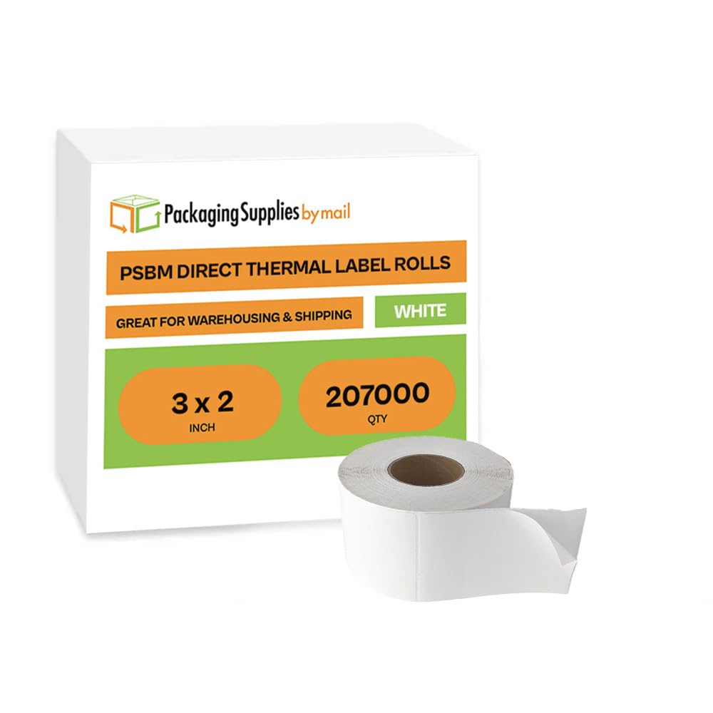 PSBM 3x2 Inch Direct Thermal Labels - 828,000 Thermal Printer Stickers (288 Perforated Rolls) for Shipping, Inventory & Barcode Labeling | Perfect for E-commerce, Warehousing & Retail Use