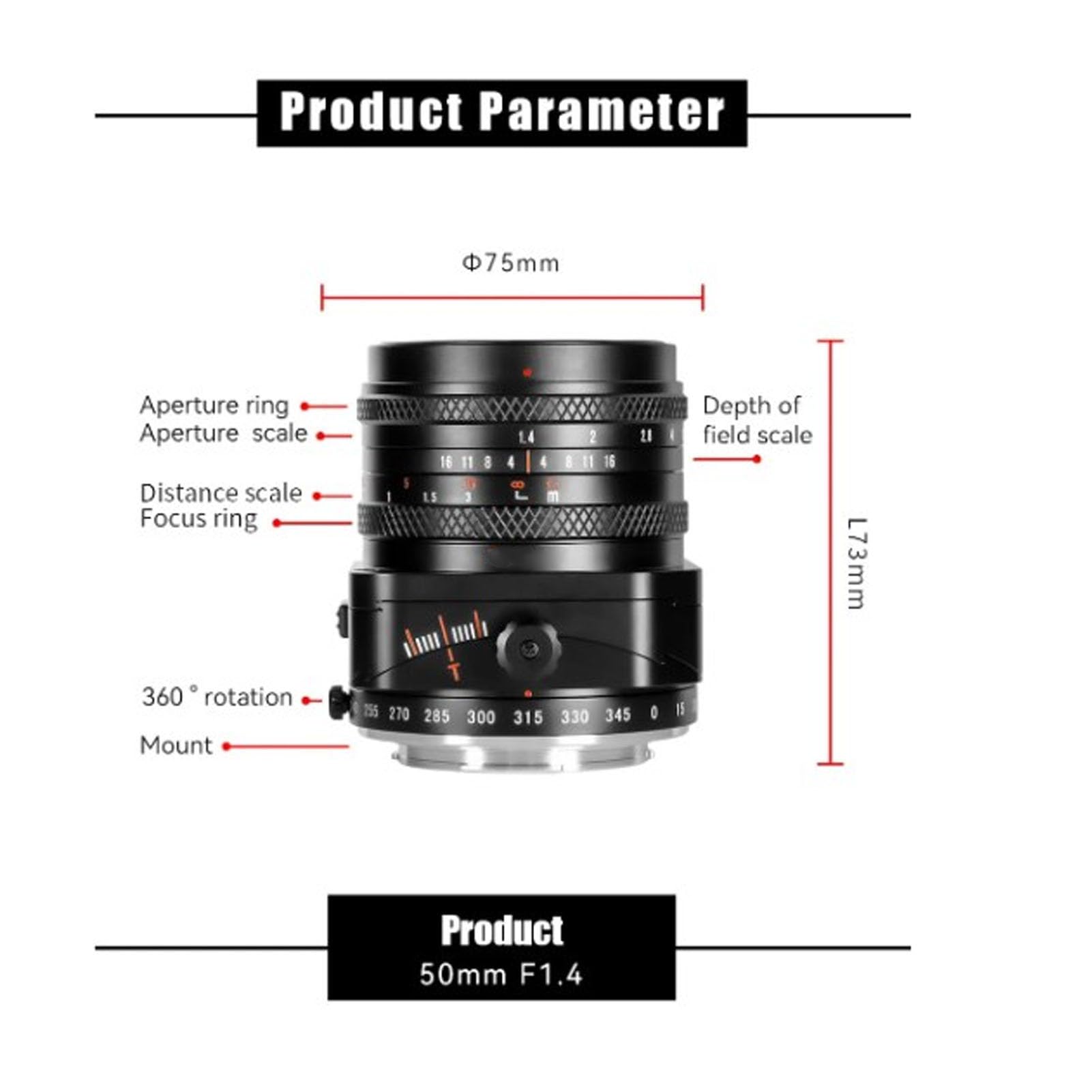 50mm F1.4 Tilt Manual Lens for Sony E Mount - Large Aperture Half Frame Portrait Lens Compatible with A6000 A6300 A6400 A7C A7III A7IV A7RIII A9 - Perfect for Creative Photography & Bokeh Effects