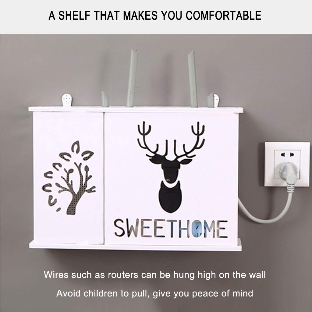 Wireless WiFi Router Storage Box - Wall Mounted Shelf for Router & Socket Organizer, No Drill Hanging Decoration - Perfect for Home & Office Network Setup
