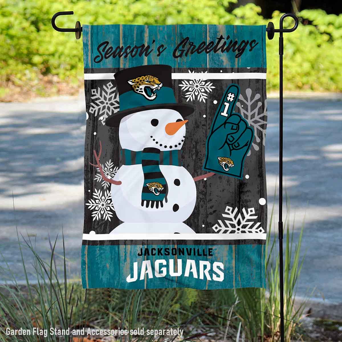 Jacksonville Jaguars Snow Garden Flag - Double Sided for Winter Decor