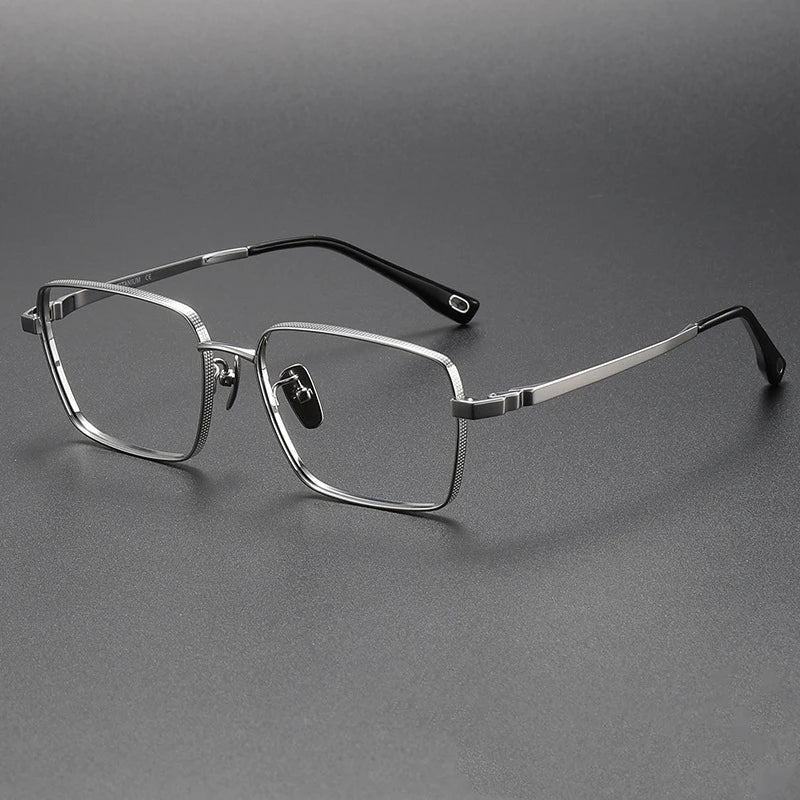 CCspace Men's Full Rim Square Titanium Eyeglasses Frame 57207 - Lightweight Durable Glasses for Work, Reading & Fashion