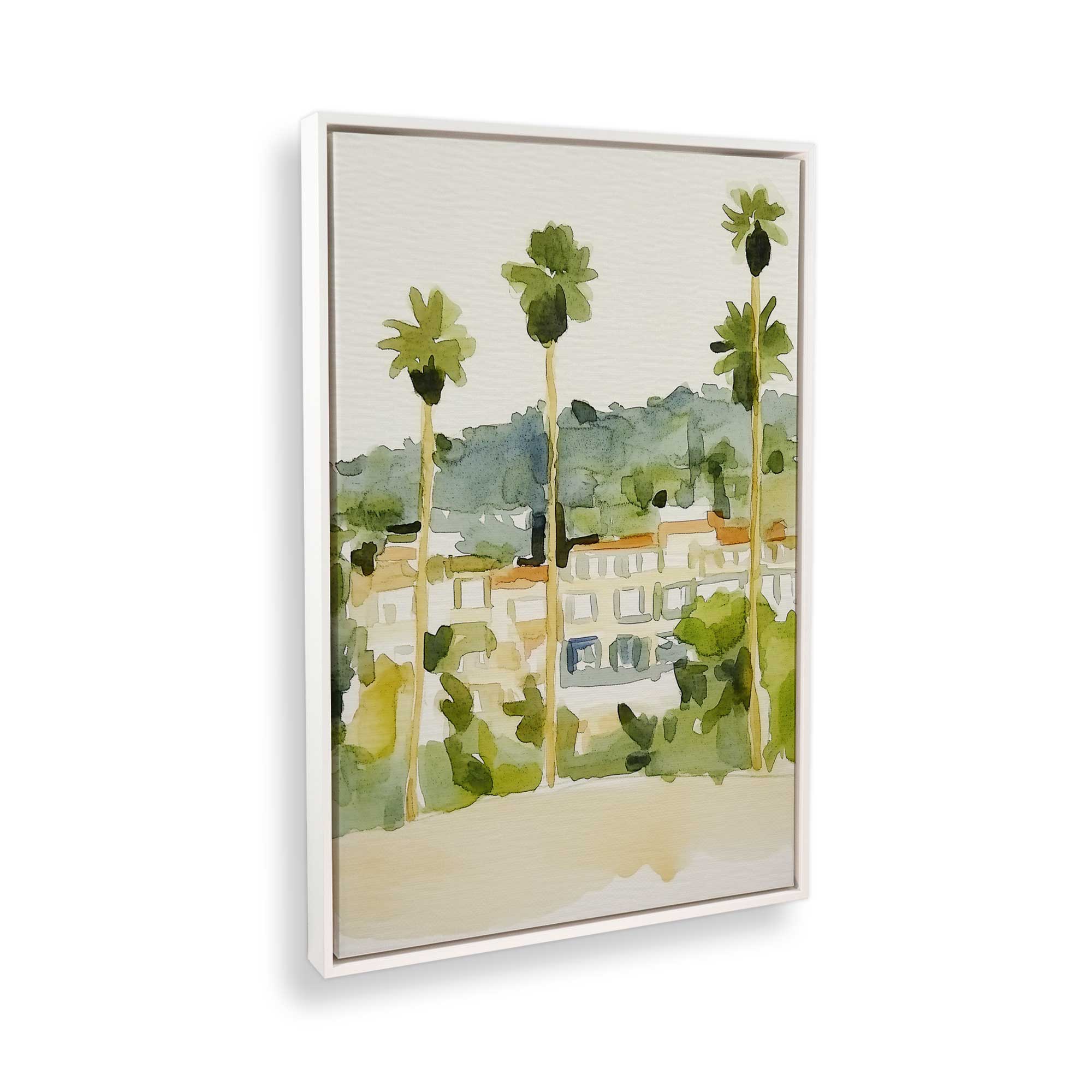 Desert Palms and Villas II Canvas Wall Art Print - Tropical Landscape Painting for Living Room, Bedroom & Office Decor