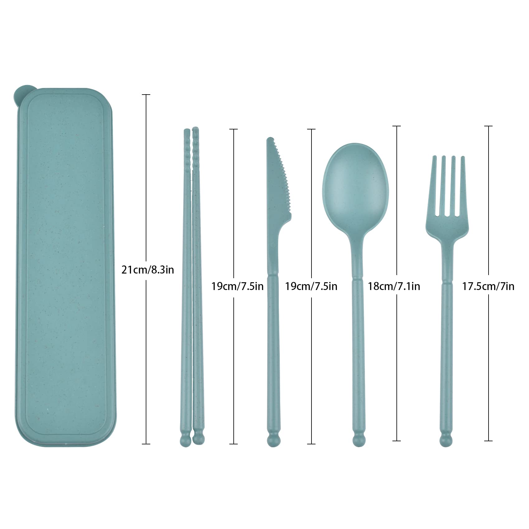 **Eco-Friendly Camping Utensil Set with Travel Case - Reusable Plastic Cutlery Set (Forks, Spoons, Chopsticks) for Travel, Picnic, Camping & Daily Use - Dark Green | Perfect for Outdoor Adventures & Sustainable Dining**