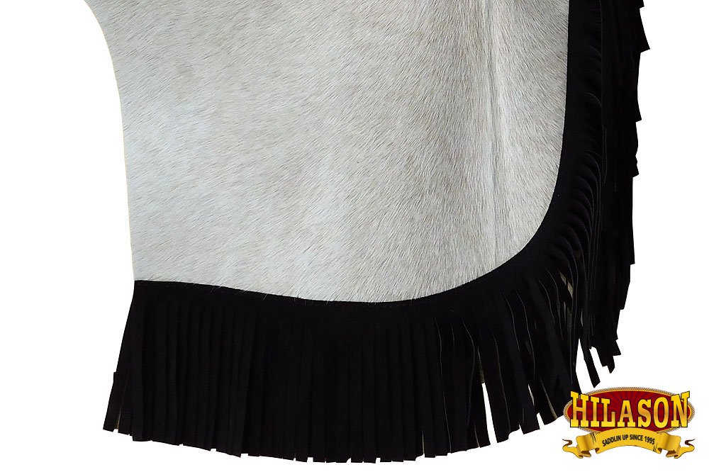 HILASON Pro Rodeo Bull Riding Leather Chinks for Adults - Handmade Black Western Chaps with Hand Tooled Design | Perfect for Rodeo, Ranch Work & Western Riding Events