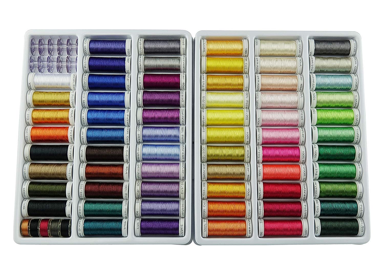 63 Spools Polyester Embroidery Machine Thread - 330 Yards Each | Compatible with Brother, Babylock, Janome, Singer, Pfaff, Husqvarna & Bernina | Perfect for Quilting, Sewing & Embroidery Projects