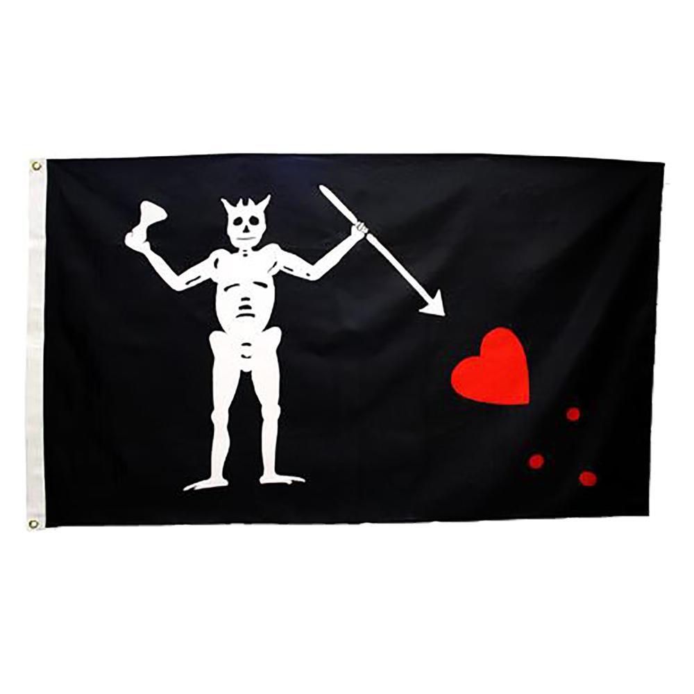 Edward Teach Pirate Flag 3x5 FT with Brass Grommets - Jolly Roger Blackbeard Banner for Outdoor Decor, Boat Parties, and Historical Reenactments