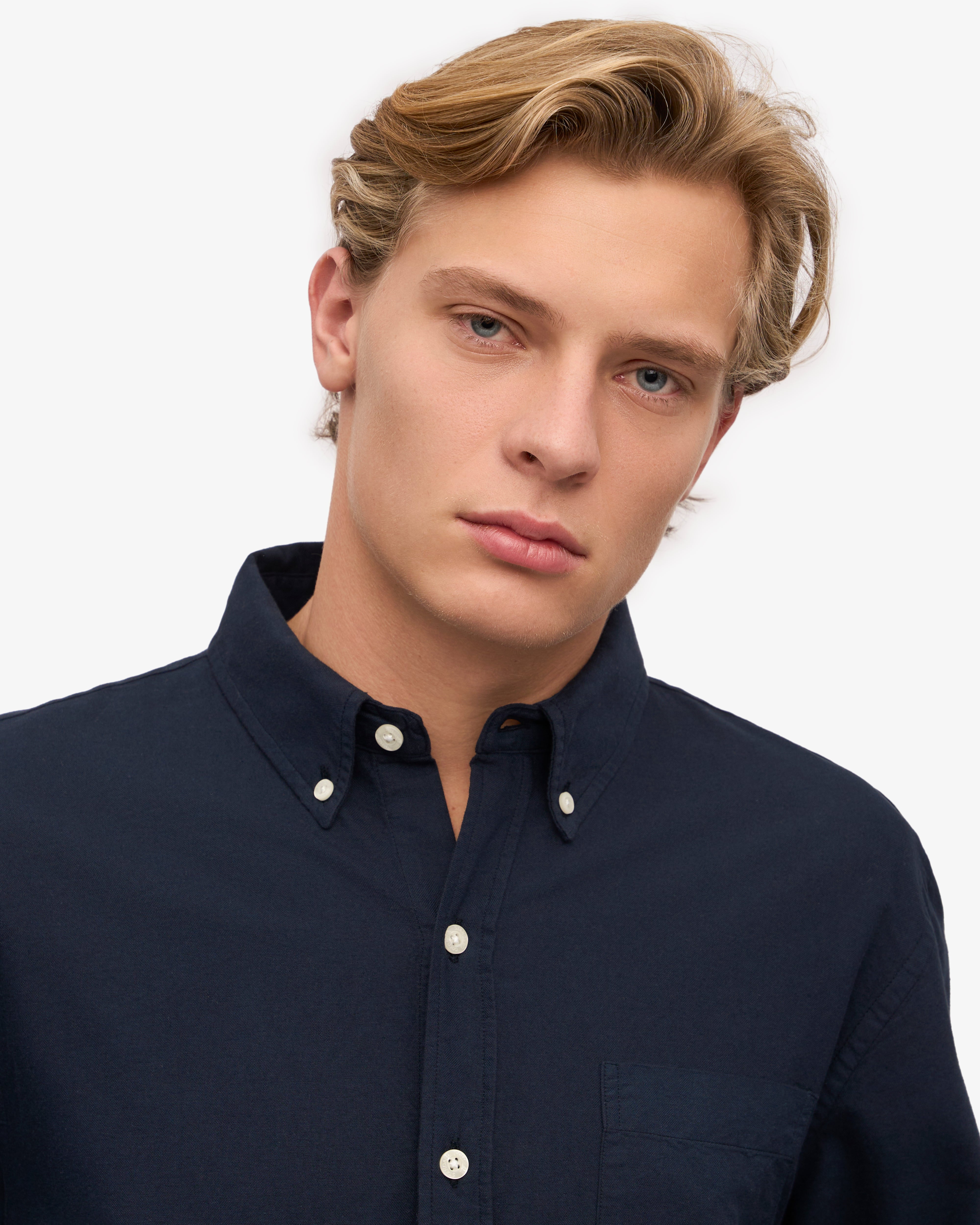 Organic Cotton Button Down Shirt for Men - Navy Blue Casual Dress Shirt - Perfect for Office, Business Meetings & Smart Casual Outfits