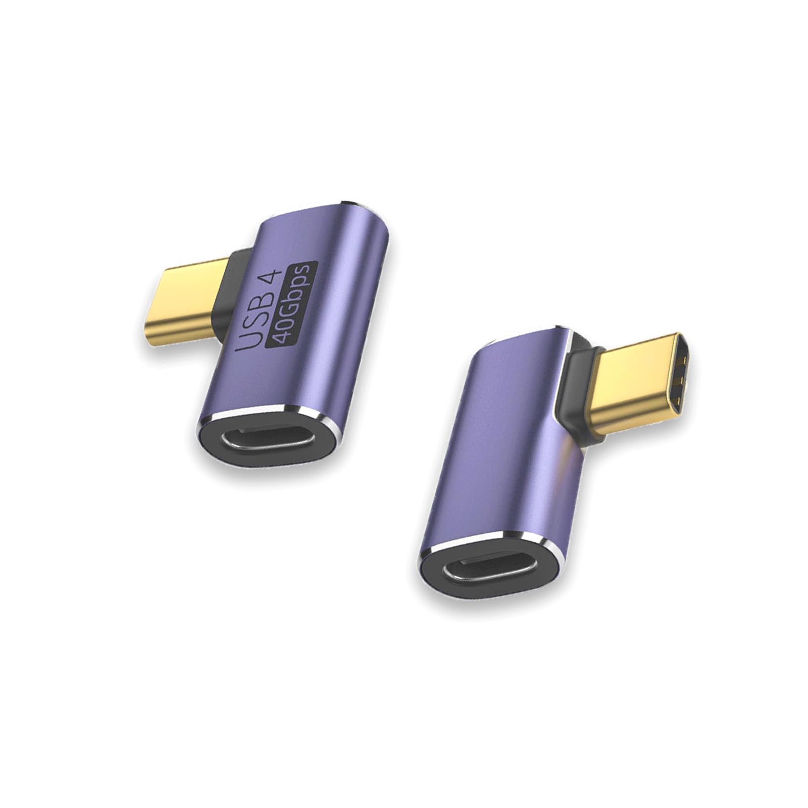 40Gbps USB C Adapter (2 Pack) - Right Angle USB 4.0 Type C Male to Female Connector for MacBook, Samsung & More - Fast Data Transfer for Work & Travel