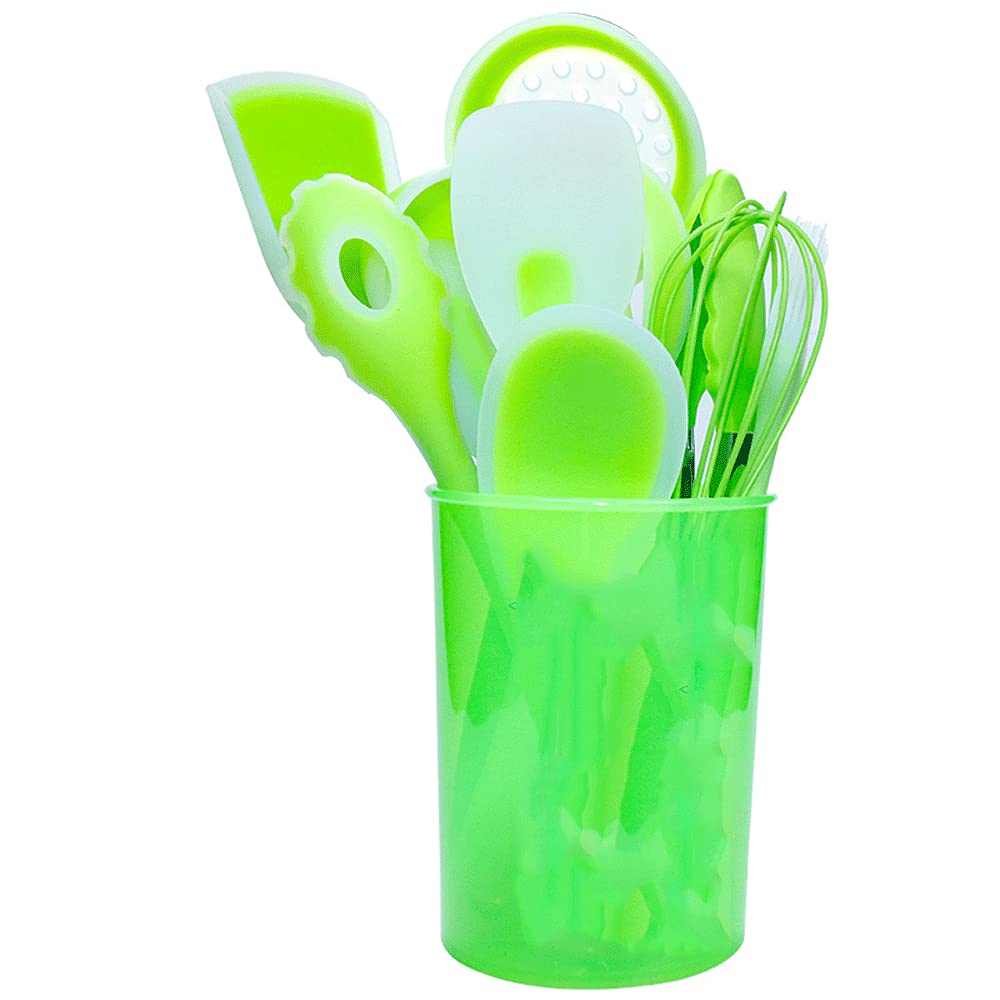 Premium 12-Piece Silicone Cooking Utensil Set - Heat-Resistant Spatulas, Non-Stick Kitchen Tools with Storage Bucket for Baking, Frying & Everyday Cooking | Includes Oil Brush & Household Spoons for Perfect Meal Prep