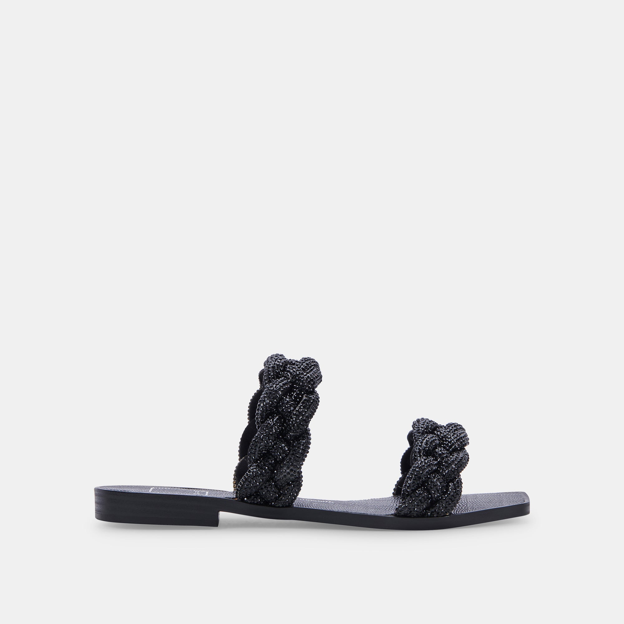 INDY RHINESTONE SANDALS - Black Crystal Embellished Women's Summer Fashion Sandals | Perfect for Beach Vacations, Pool Parties & Casual Outings