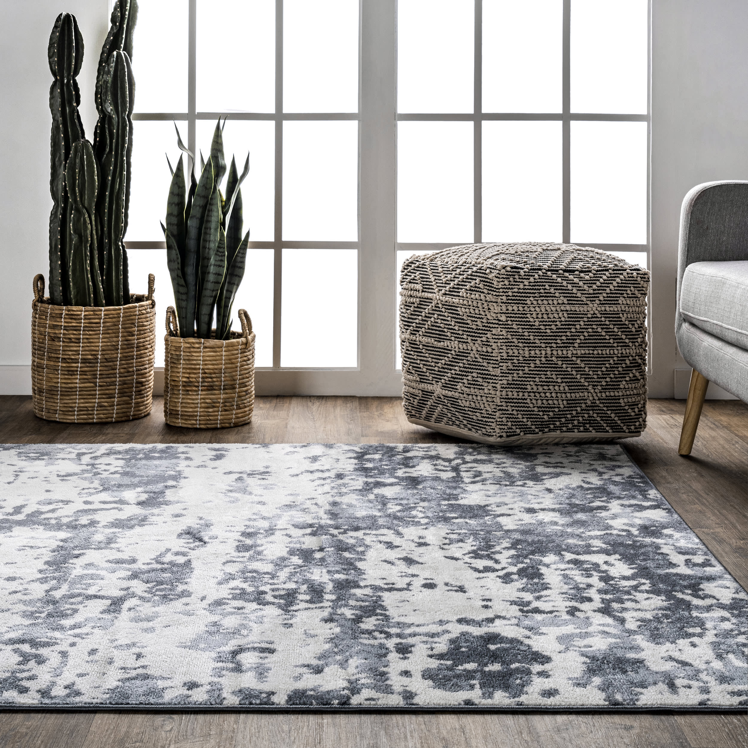 Destiny Modern Abstract Blue Area Rug - Soft Non-Slip Living Room Carpet for Bedroom, Office & Home Decor