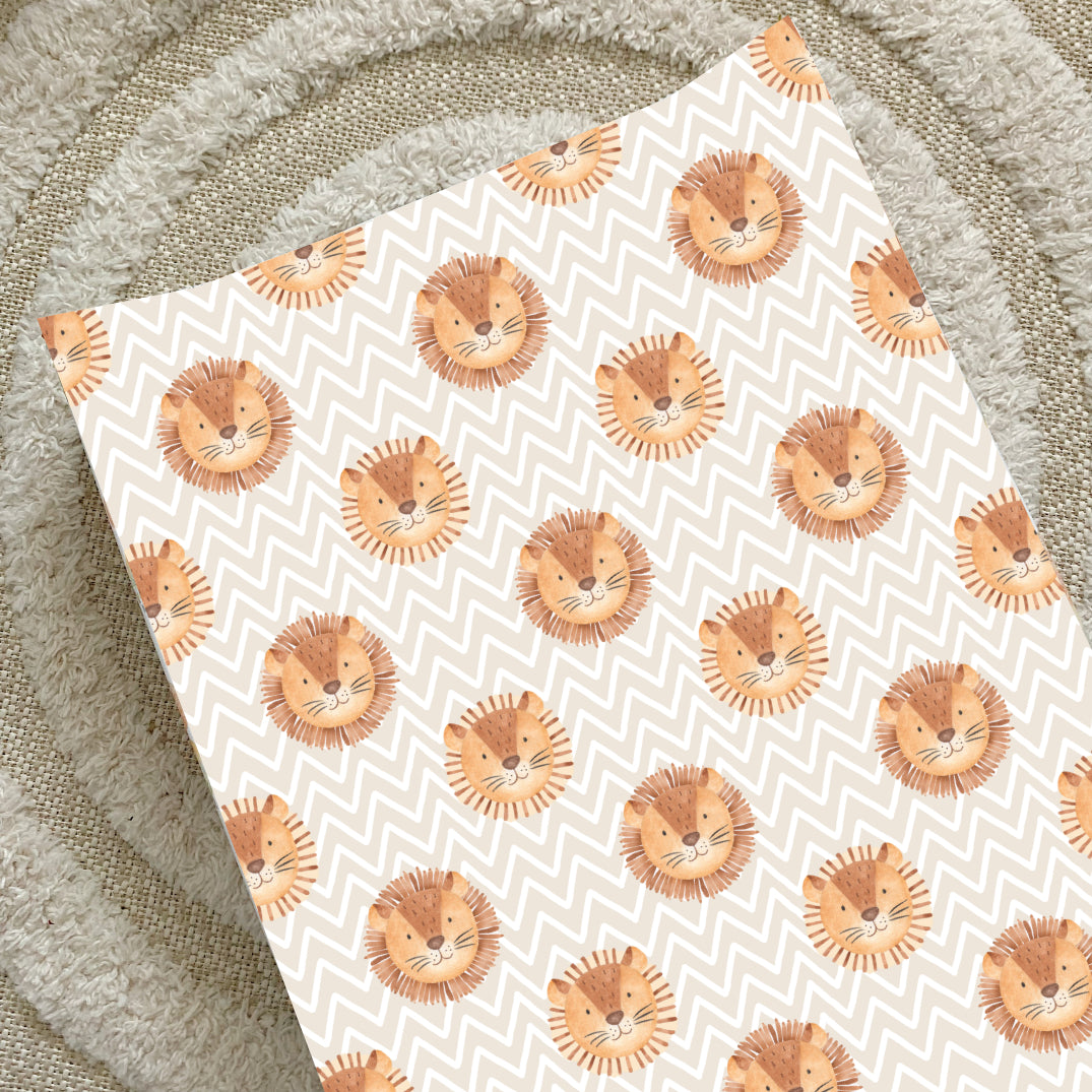 Non-Slip Anti Roll Wedge Changing Mat with Lion Print - Safe Baby Diaper Changing Pad for Nursery, Travel & On-the-Go Use
