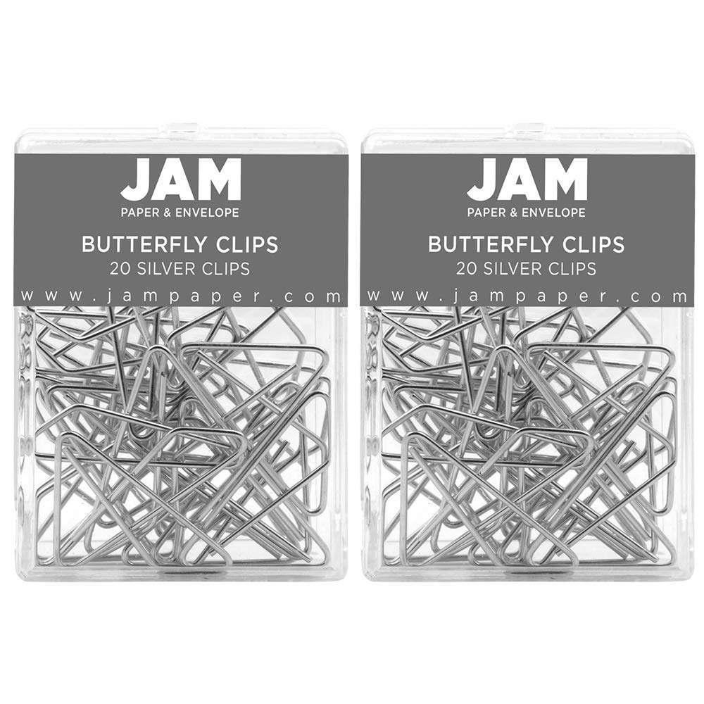 Colorful Butterfly Paper Clips - Silver Metal Binder Clips - 2 Packs of 20 (40 Clips Total) - Perfect for Office, School, Crafting & Scrapbooking