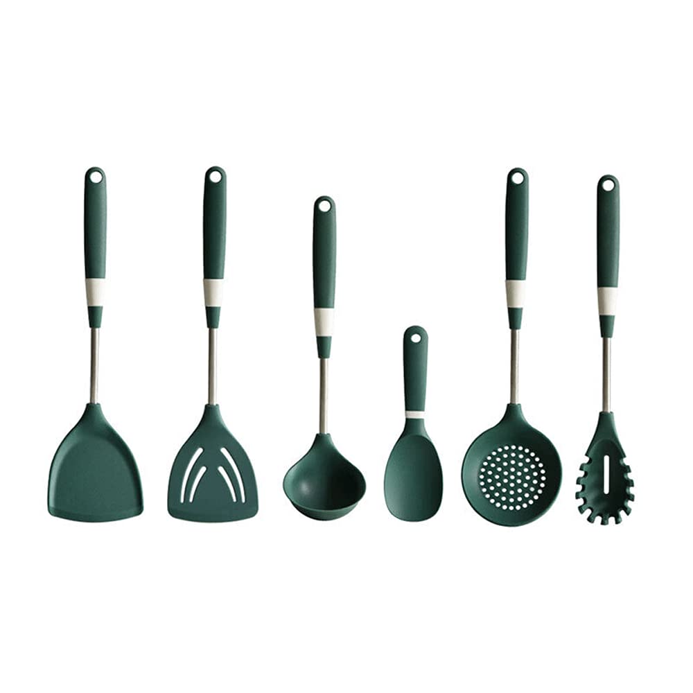 Premium 6-Piece Stainless Steel Non-Stick Cookware Set - High Temperature Resistant Soup Spoon, Colander & Kitchen Utensils with Ergonomic Pipe Handle | Ideal for Sauteing, Stir-Frying & Serving in Modern Kitchens